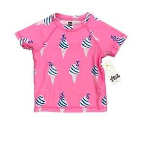 NWT Tea Collection Pink Soft Serve Ice Cream Cones SS Rashguard Girls Size 2